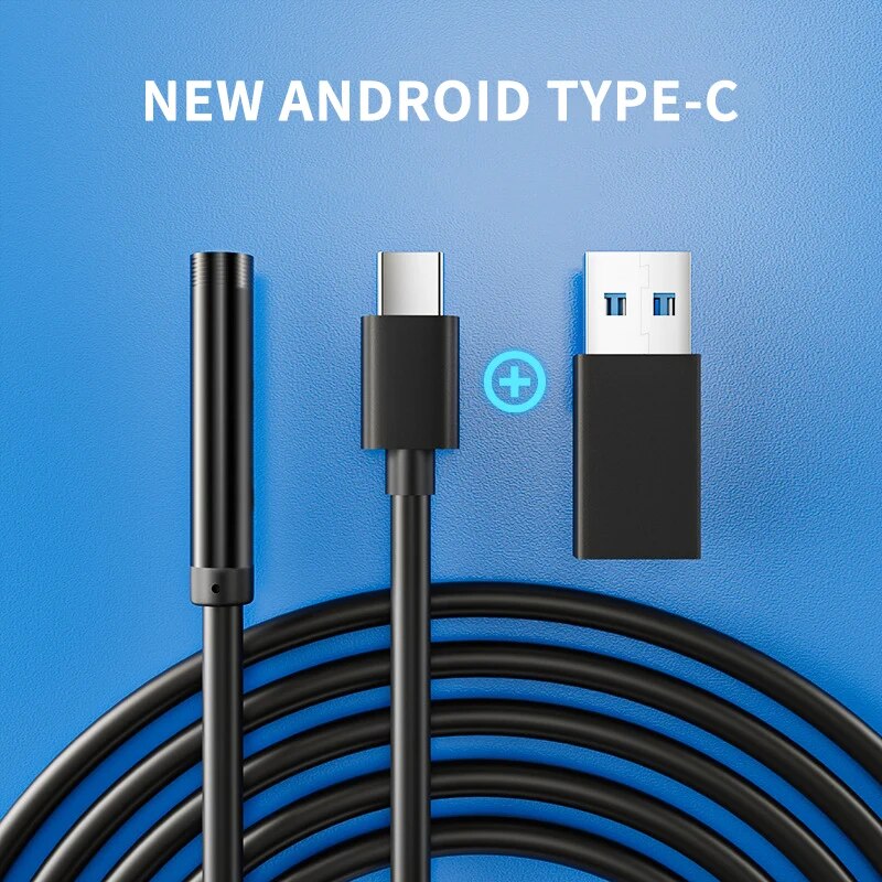 7.0MM TYPE-C Endoscope Camera – IP67 Waterproof, 6 Adjustable LEDs, USB Android Flexible Inspection Borescope for Phone