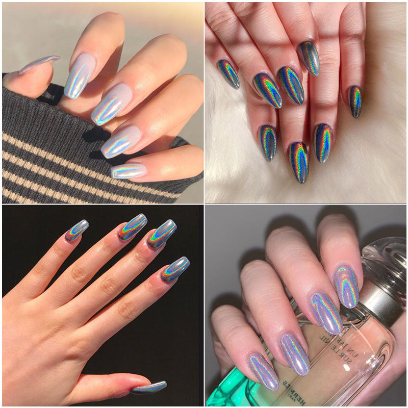 12Jars/set Holographic Glitter Nail Fine Powder – 0.05mm Super Shiny Unicorn Rainbow Laser Powder for DIY Mirror Manicur