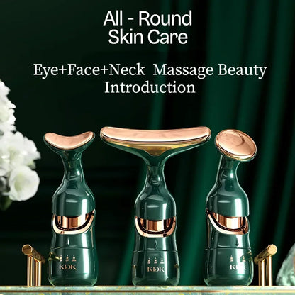 3-in-1 Facial Lifting Device Neck, Facial & Eye Massager EMS Beauty Tool for Skin Tightening, Wrinkle Reduction