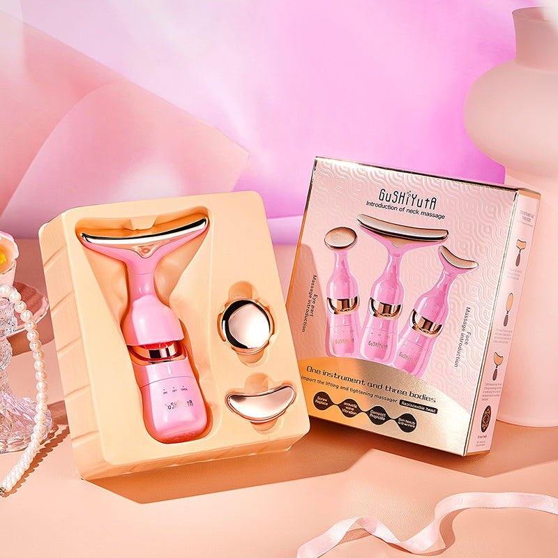 3-in-1 Facial Lifting Device Neck, Facial & Eye Massager EMS Beauty Tool for Skin Tightening, Wrinkle Reduction