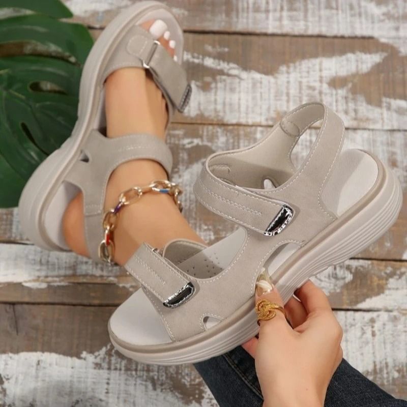 Hook And Loop Platform Sandals For Women Lightweight Anti Slip Summer Shoes 2