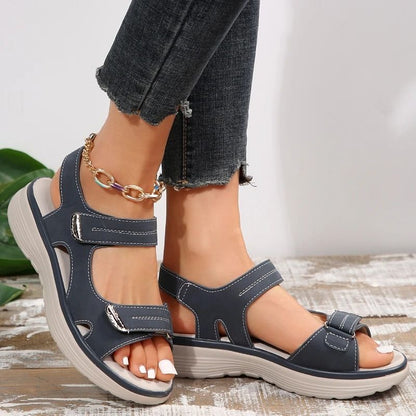 Hook And Loop Platform Sandals For Women Lightweight Anti Slip Summer Shoes 3