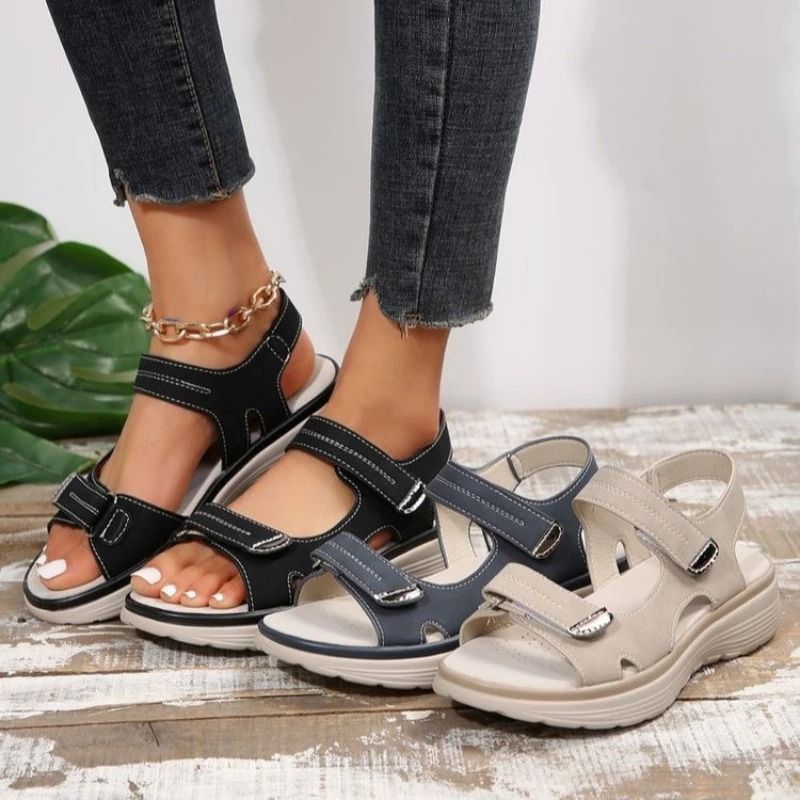 Hook And Loop Platform Sandals For Women Lightweight Anti Slip Summer Shoes 5