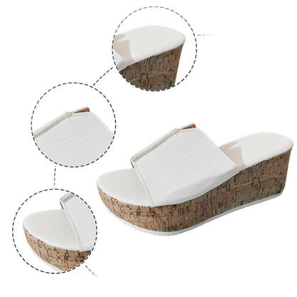Womens Open Toe Leather Platform Summer Slippers With Wedge Sole For Beach And Casual Wear 4