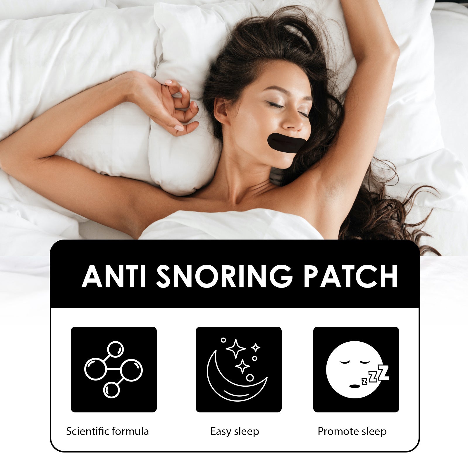 Anti Snoring Mouth Tape for Adults, Snore Reduction Strips to Promote Better Sleep, Mouth Breathing Aid, Nighttime Snore