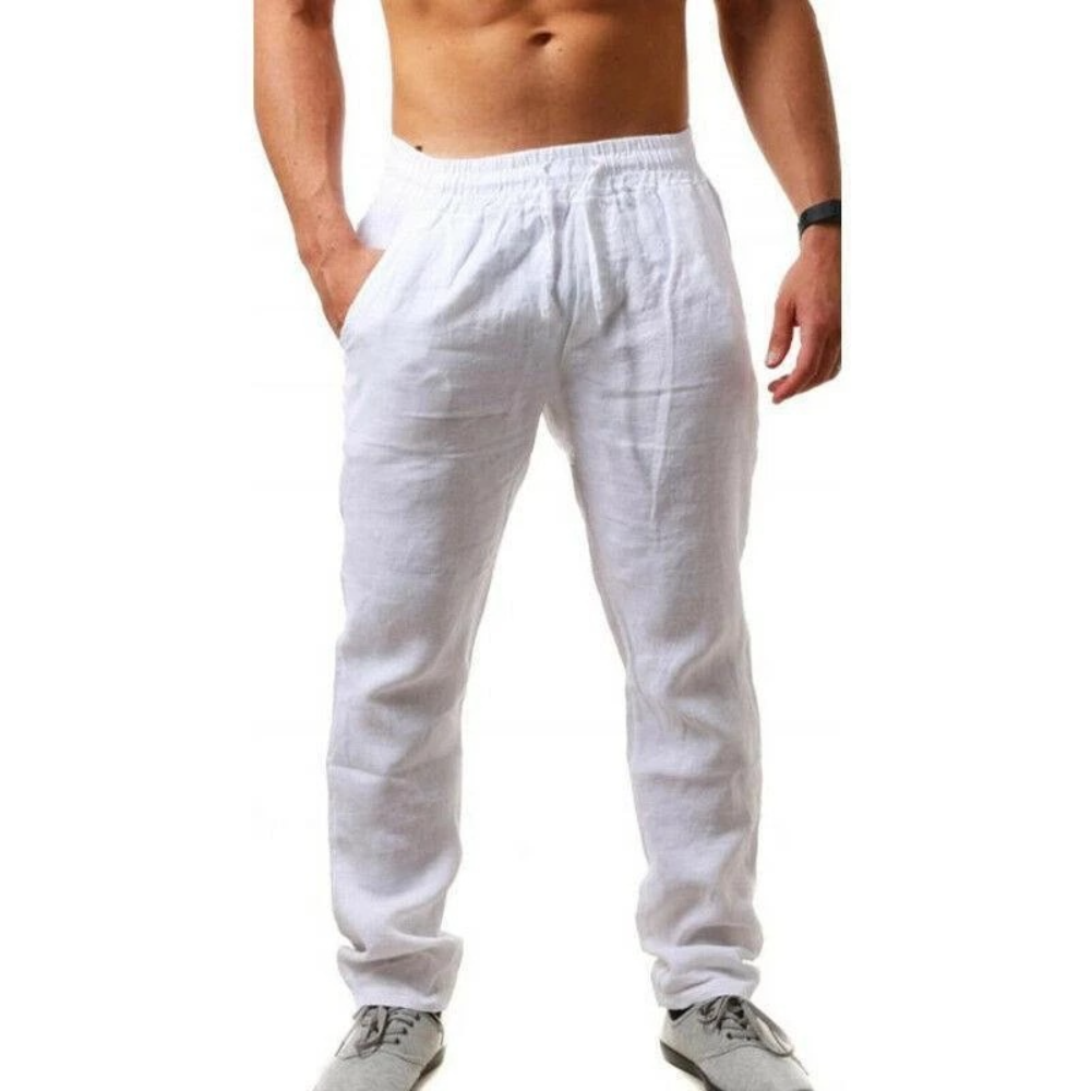 Mens Cotton Linen Pants For Autumn New Breathable Solid Color Linen Trousers For Fitness  Streetwea