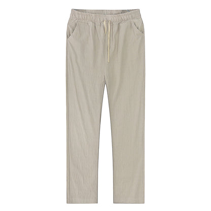 Mens Cotton Linen Pants For Autumn New Breathable Solid Color Linen Trousers For Fitness  Streetwea