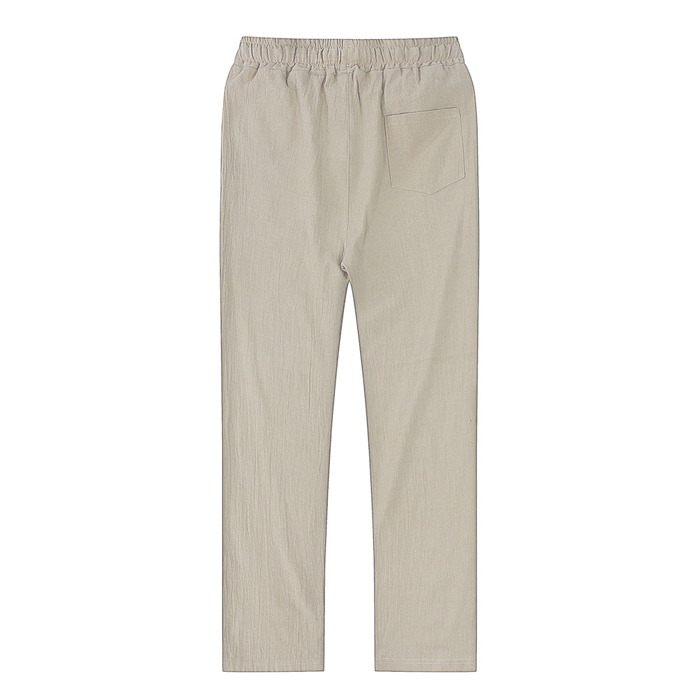 Mens Cotton Linen Pants For Autumn New Breathable Solid Color Linen Trousers For Fitness  Streetwea