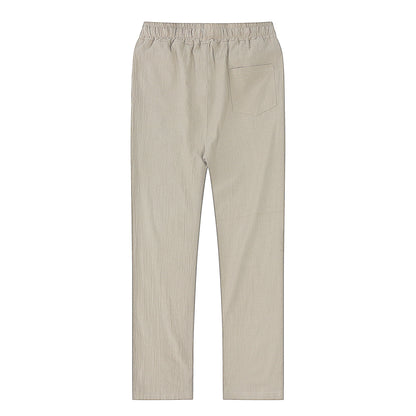 Mens Cotton Linen Pants For Autumn New Breathable Solid Color Linen Trousers For Fitness  Streetwea