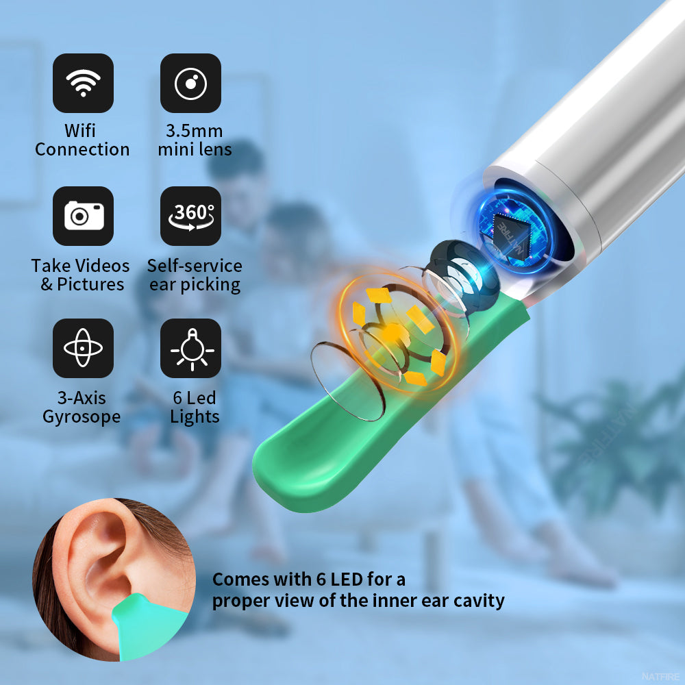 Dropshipping Ear Cleaner with Camera, Wireless Otoscope Earpick with USB C Charging, Mini Endoscope Wax Removal Tool