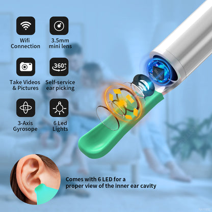 Dropshipping Ear Cleaner with Camera, Wireless Otoscope Earpick with USB C Charging, Mini Endoscope Wax Removal Tool