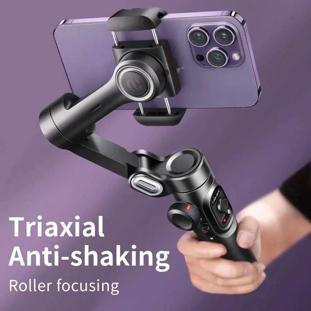 3 Axis Smartphone Gimbal Stabilizer with AI Face Tracking for iPhone and Android Vlogging
