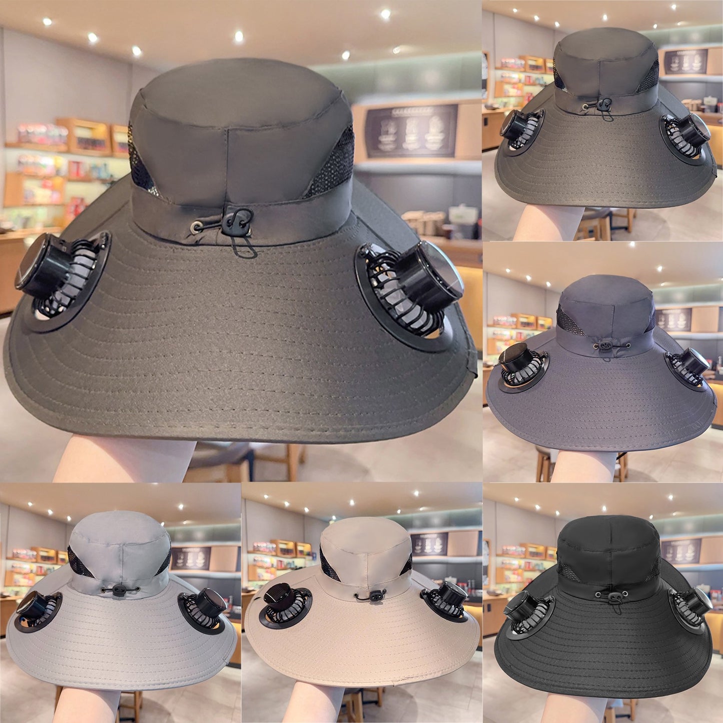 Multi Function Solar Fan Sun Hat, Waterproof Fishing Hat with USB Charging, Wide Brim UV Heat Protection, Cooling Gear