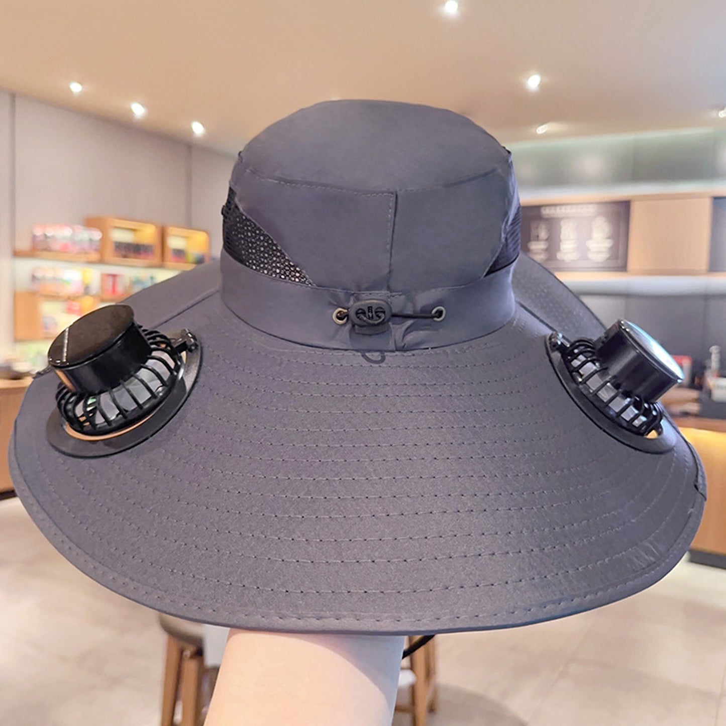 Multi Function Solar Fan Sun Hat Waterproof Fishing Hat With USB Charging Wide Brim UV Heat Protect 2