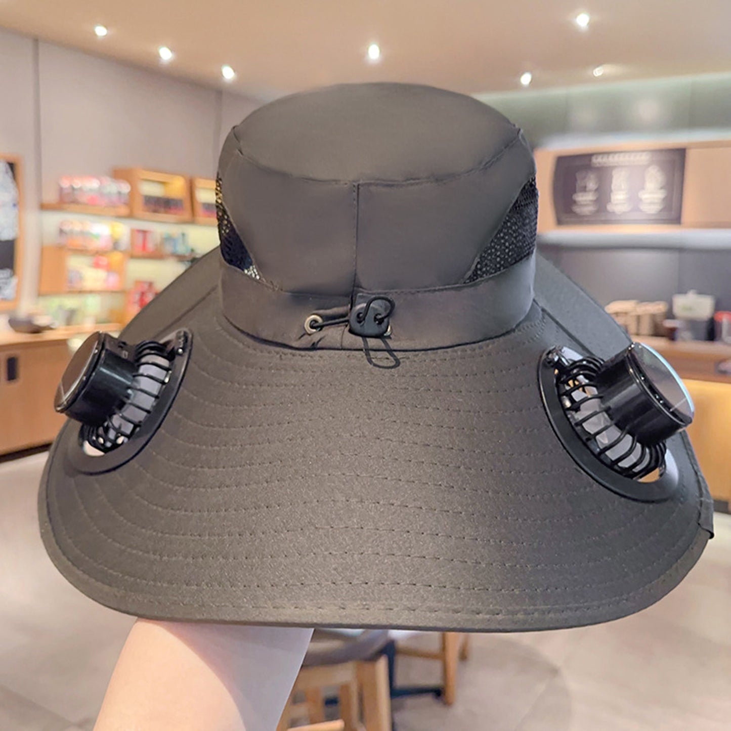 Multi Function Solar Fan Sun Hat Waterproof Fishing Hat With USB Charging Wide Brim UV Heat Protect 3