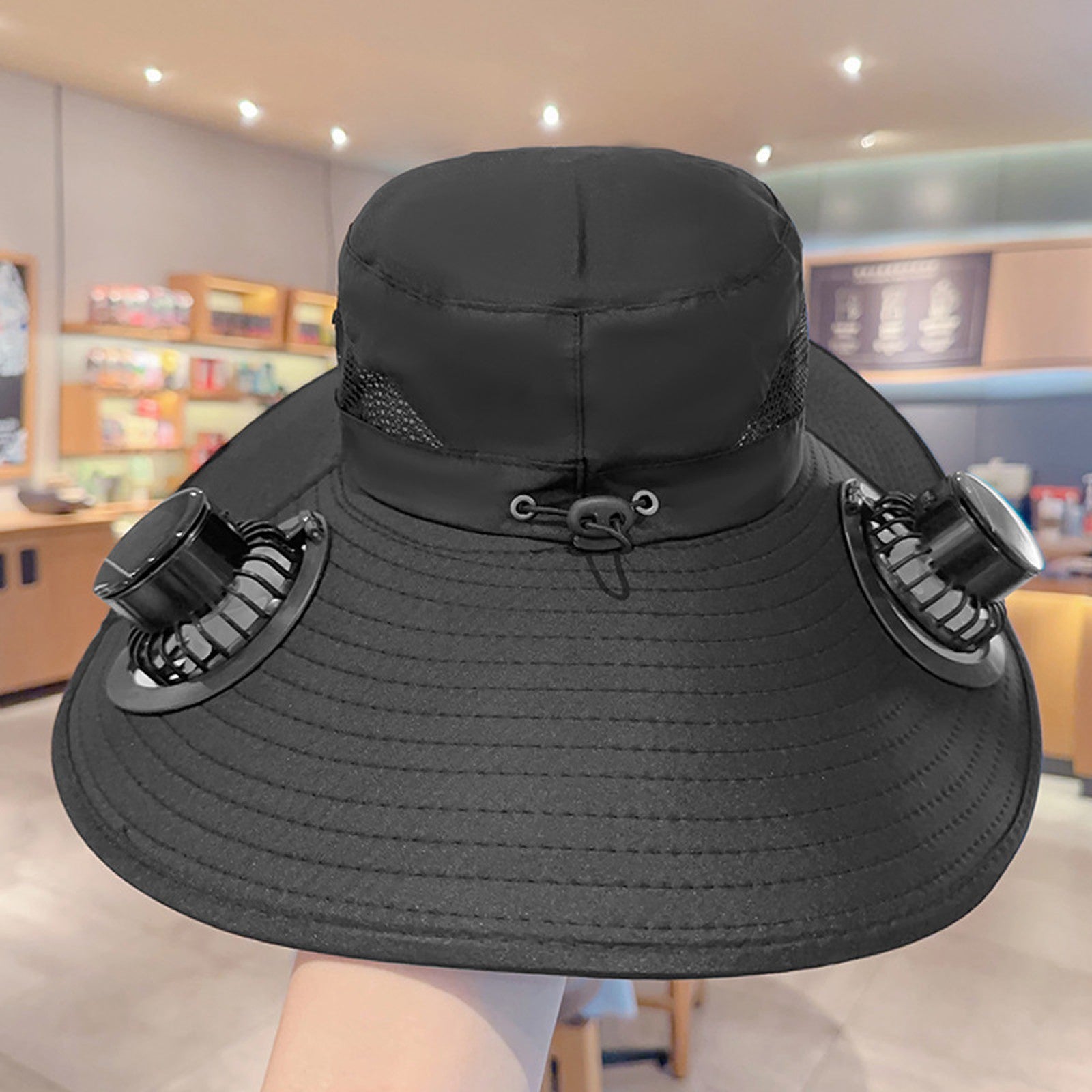 Multi Function Solar Fan Sun Hat Waterproof Fishing Hat With USB Charging Wide Brim UV Heat Protect 4