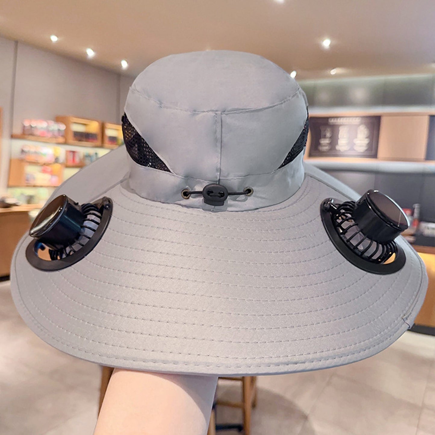 Multi Function Solar Fan Sun Hat Waterproof Fishing Hat With USB Charging Wide Brim UV Heat Protect 5