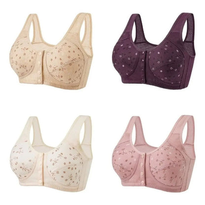 Comfortable Front Closure Cotton Bras for Older Women with Breathable No Wire Support and Plus Size Fit