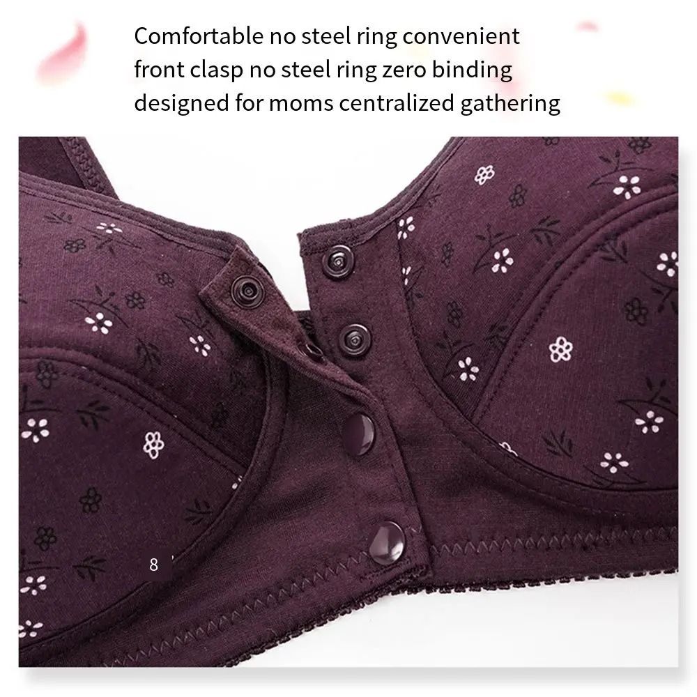 Comfortable Front Closure Cotton Bras For Older Women With Breathable No Wire Support And Plus Size 1