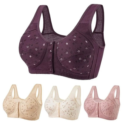 Comfortable Front Closure Cotton Bras For Older Women With Breathable No Wire Support And Plus Size 2