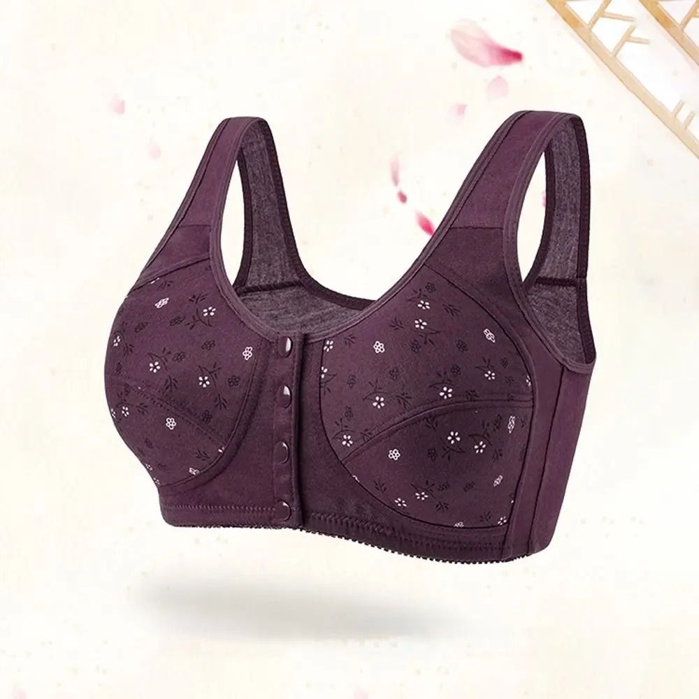 Comfortable Front Closure Cotton Bras For Older Women With Breathable No Wire Support And Plus Size 4
