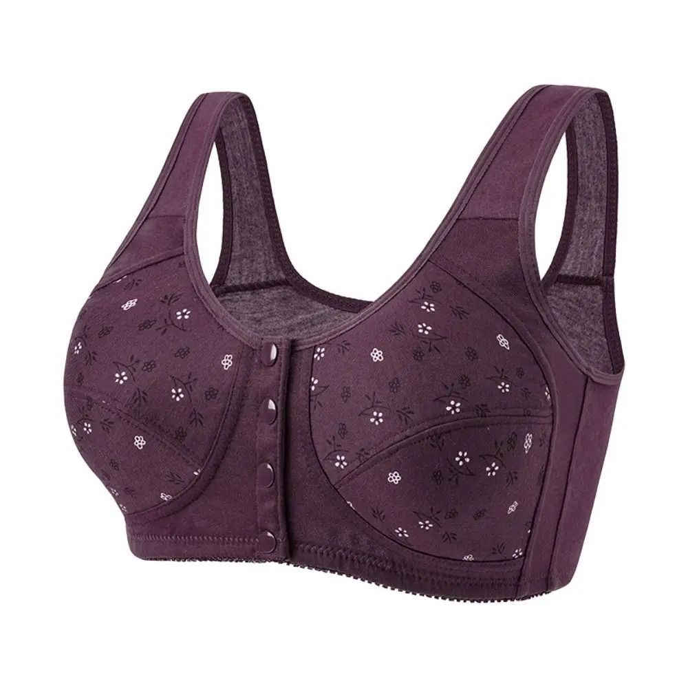 Comfortable Front Closure Cotton Bras For Older Women With Breathable No Wire Support And Plus Size 6