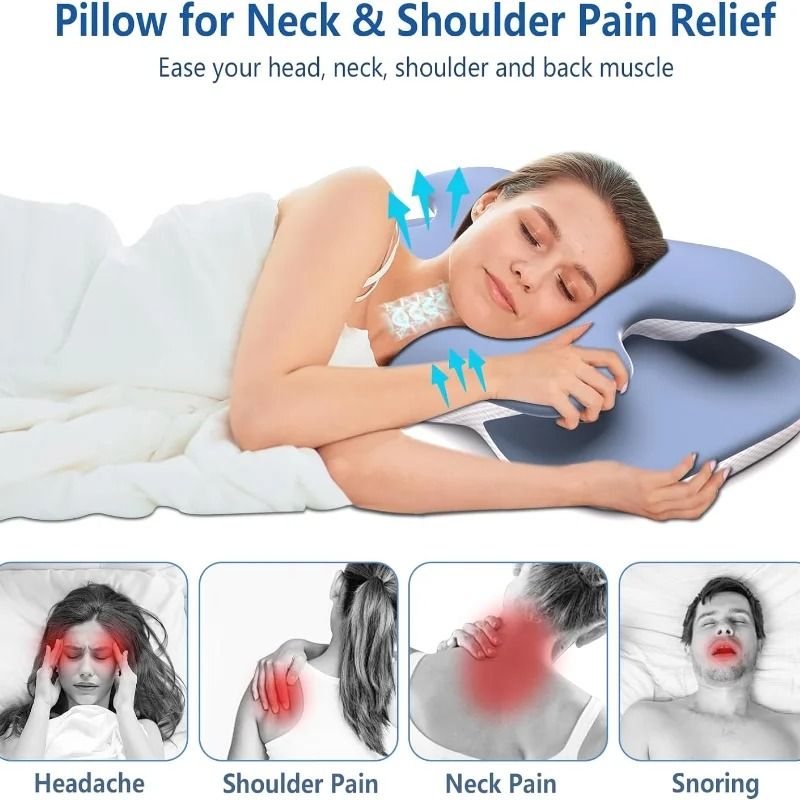 Ergonomic Memory Foam Cervical Pillow With Ice Silk Cover For Neck Pain Relief And Adjustable Sleep 1