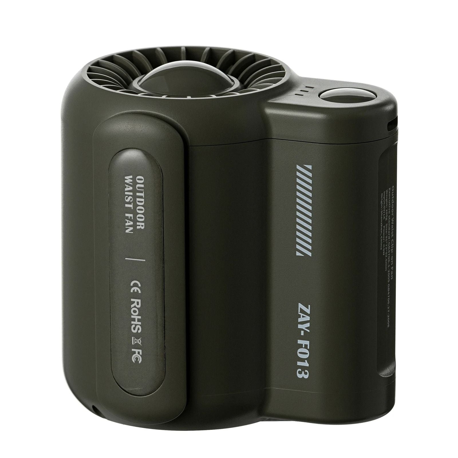 Rechargeable Waist Mounted Portable Fan with Leafless Design and Three Speeds for Outdoor Camping and Travel