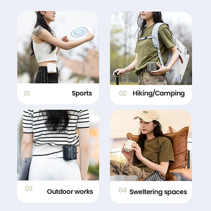 Rechargeable Waist Mounted Portable Fan With Leafless Design And Three Speeds For Outdoor Camping A 3