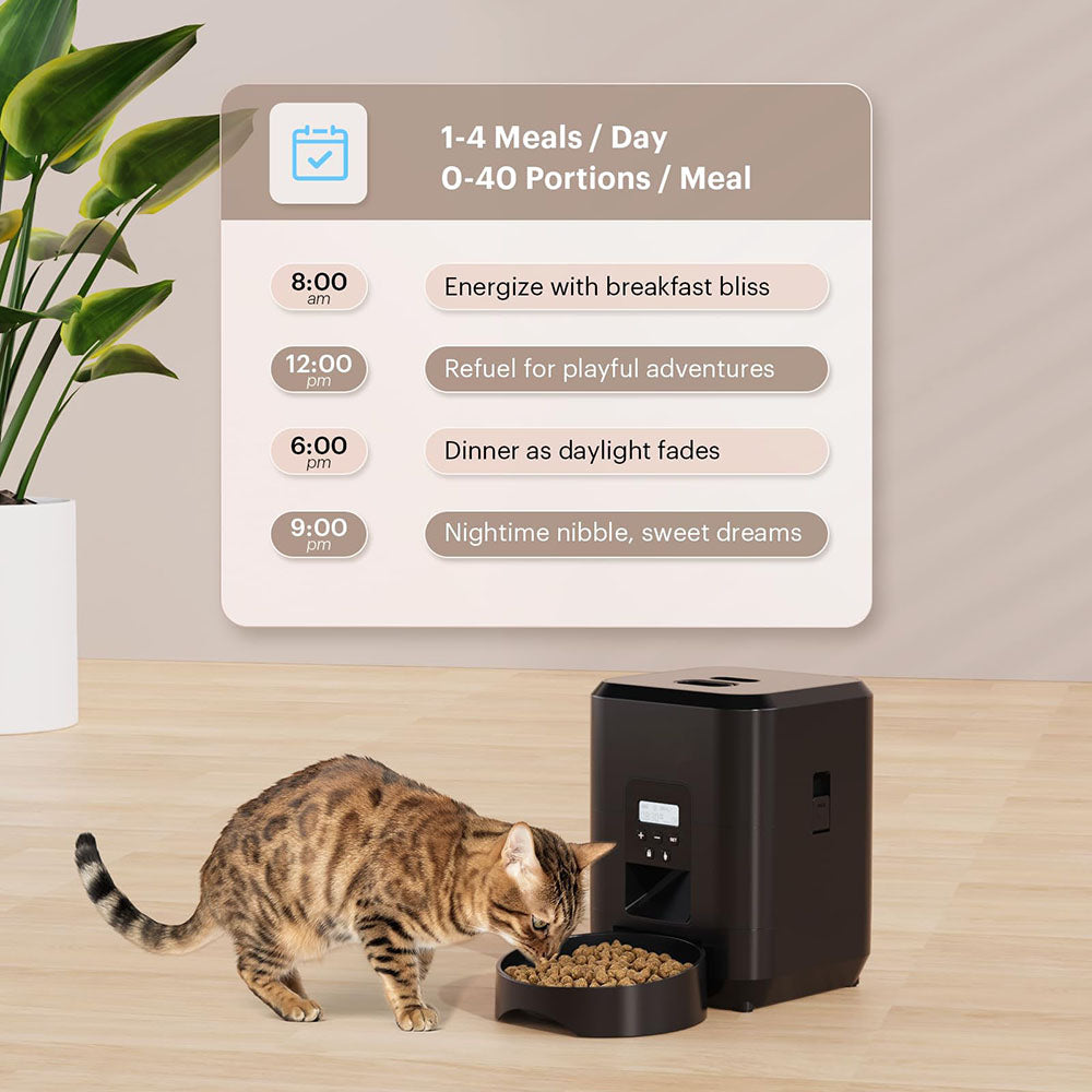 Automatic Smart Pet Feeder for Cats & Dogs, Timed Food Dispenser with Slow Feed Bowl, Programmable Pet Feeder