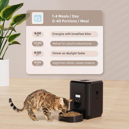 Automatic Smart Pet Feeder for Cats & Dogs, Timed Food Dispenser with Slow Feed Bowl, Programmable Pet Feeder