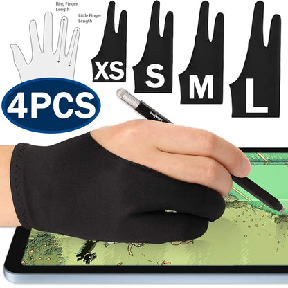 Two Finger Drawing Glove with Palm Rejection for Apple iPad, Capacitive Tablets & Graphic Drawing Pads, Left/Right Hand