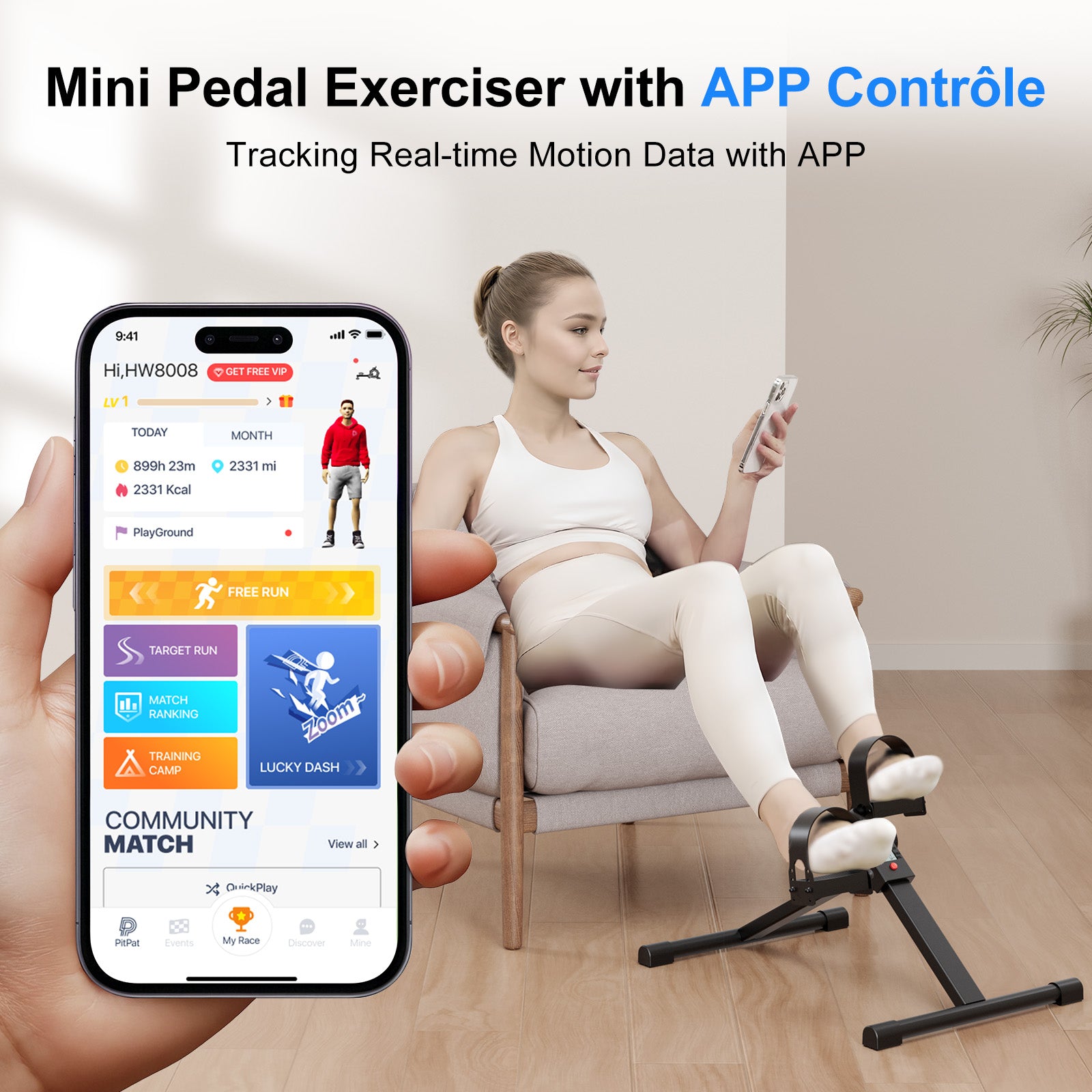 Under Desk Bike Pedal Mini Exercise Bike With Electronic Display For Indoor Leg And Arm Recovery Fo 4