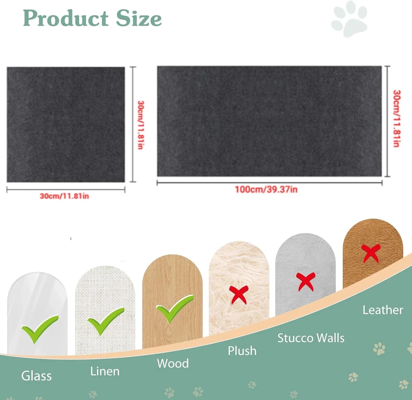 Self-Adhesive Cat Scratching Mat Trimmable Carpet, Furniture Protector Pad for Sofa, Couch, Wall, Anti-Scratch Cat Post