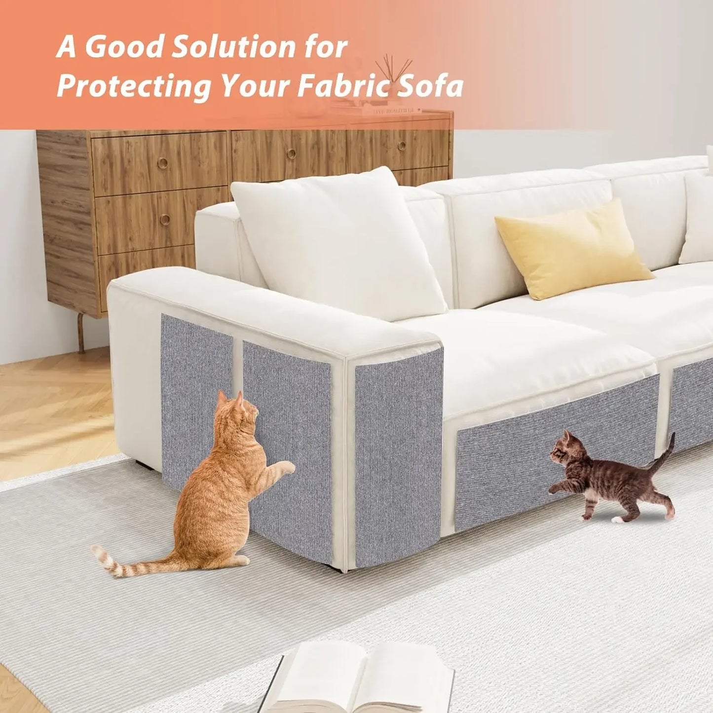 Self-Adhesive Cat Scratching Mat Trimmable Carpet, Furniture Protector Pad for Sofa, Couch, Wall, Anti-Scratch Cat Post