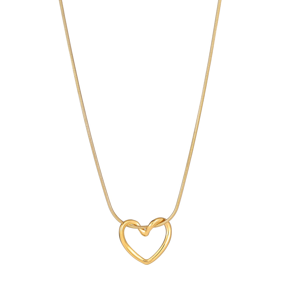 Fashion Twist Heart Pendant Necklace for Women, Gold Plated Stainless Steel Jewelry, Elegant Gift for Her