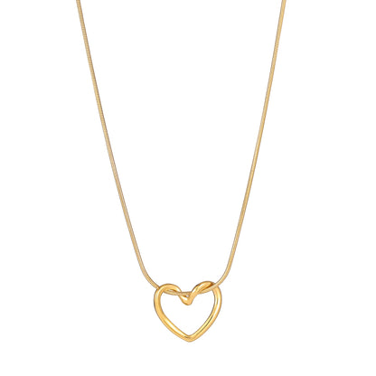 Fashion Twist Heart Pendant Necklace for Women, Gold Plated Stainless Steel Jewelry, Elegant Gift for Her