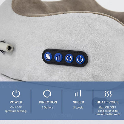 Electric Neck Massager With Heat Vibration 3D Kneading Shiatsu Massage U Shaped Pillow For Shoulder