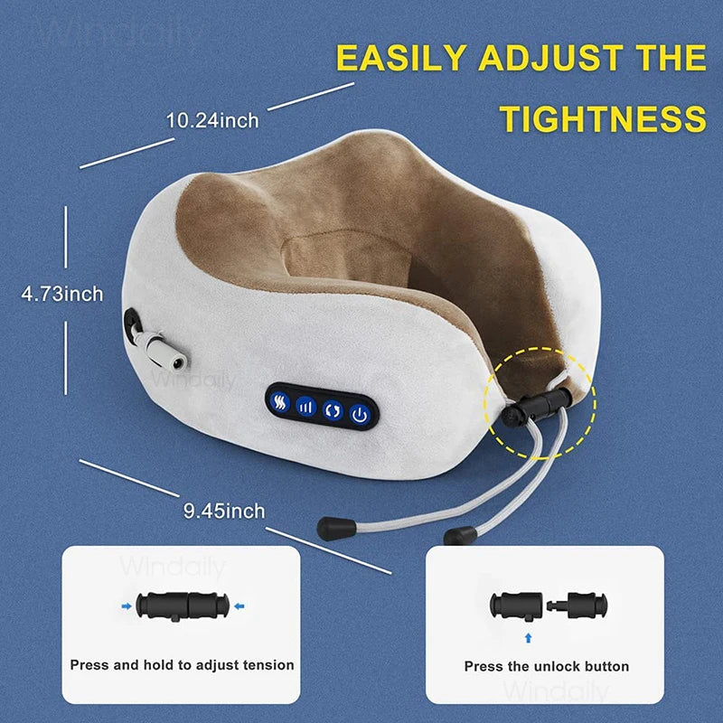 Electric Neck Massager With Heat Vibration 3D Kneading Shiatsu Massage U Shaped Pillow For Shoulder
