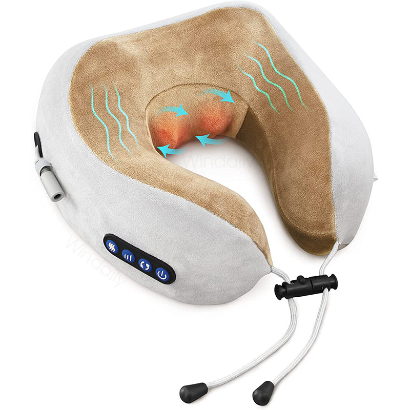 Electric Neck Massager With Heat Vibration 3D Kneading Shiatsu Massage U Shaped Pillow For Shoulder