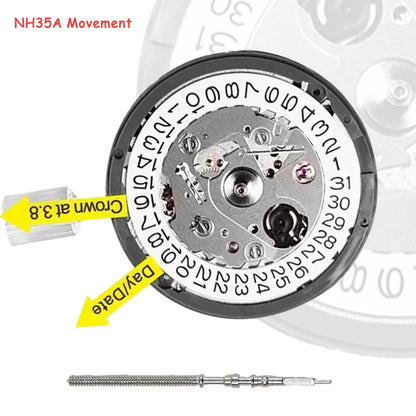 Automatic Movement Jewels Self-Winding High Accuracy Premium Replacement for Dial Mods At Date position