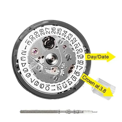 Automatic Movement Jewels Self-Winding High Accuracy Premium Replacement for Dial Mods At Date position