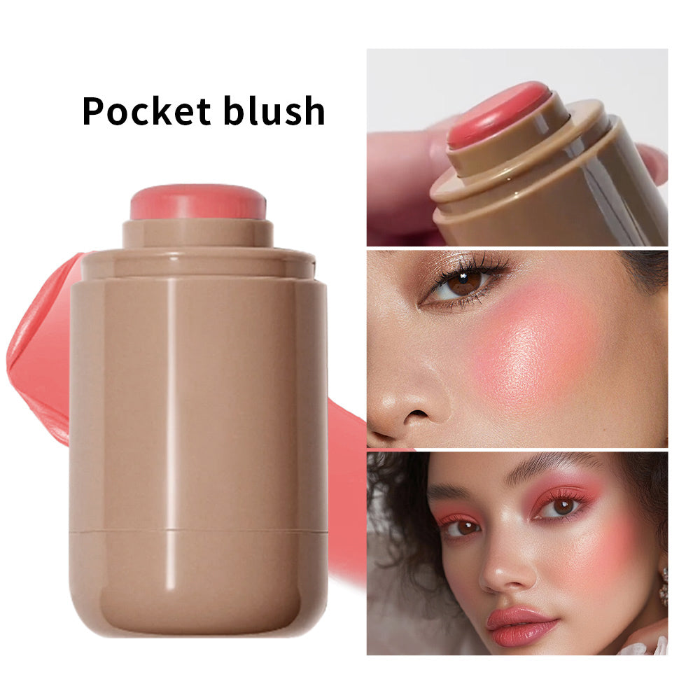 Lakerain 3-in-1 Blush Stick – Lasting Brightens Cheek & Lip Gloss, Moisturizing Face Rouge for a Natural Glow (6 Colors)