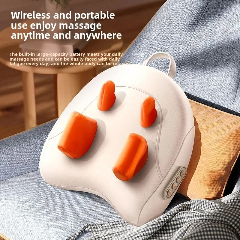 Wireless Trapezius Electric Massage Pillow, Shiatsu Kneading Heating Massager for Neck, Waist, Back, Leg & Cervical Pain