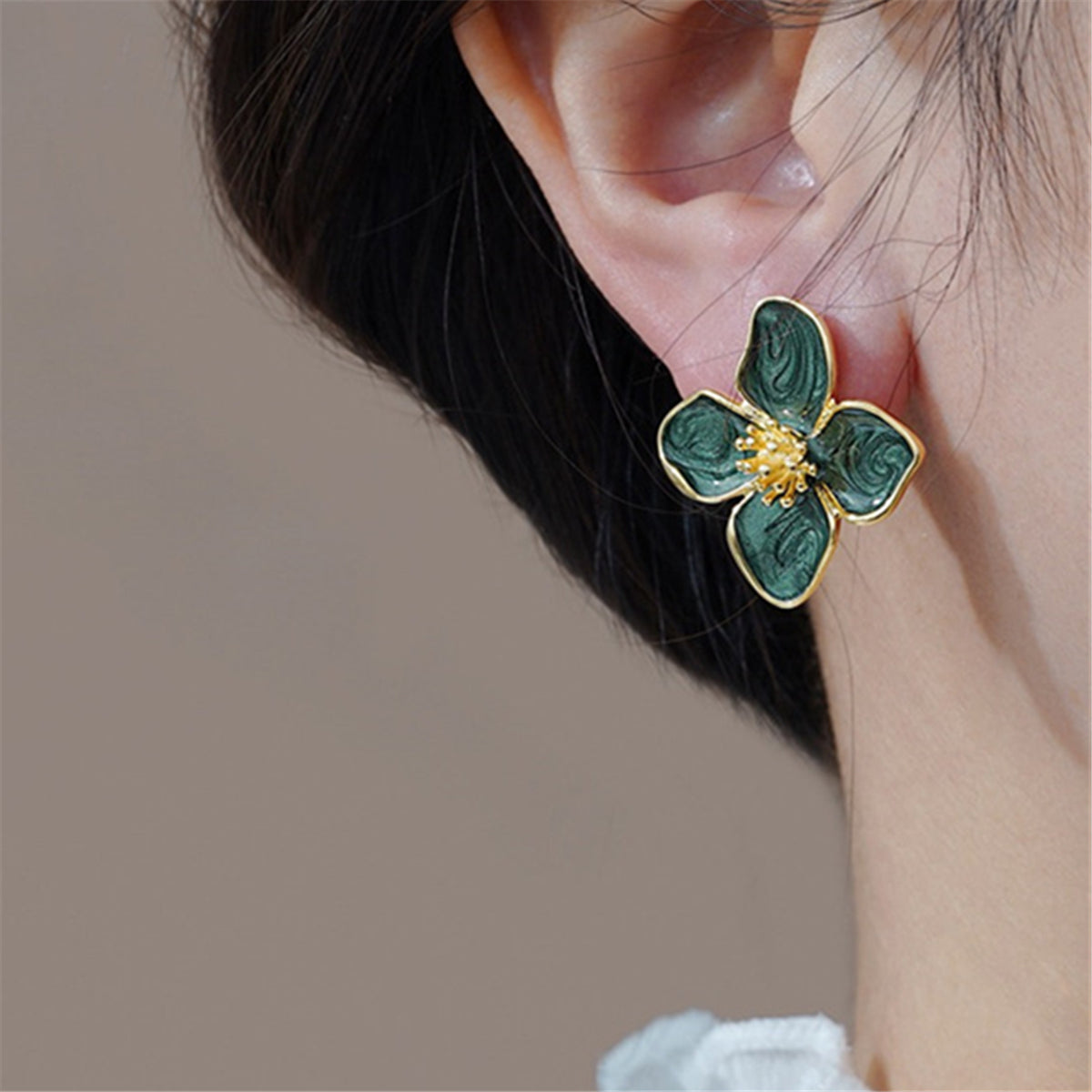 Elegant Glaze Flower Stud Earrings For Women  Hibiscus Dropped Wedding  Romantic Jewelry Gift 2