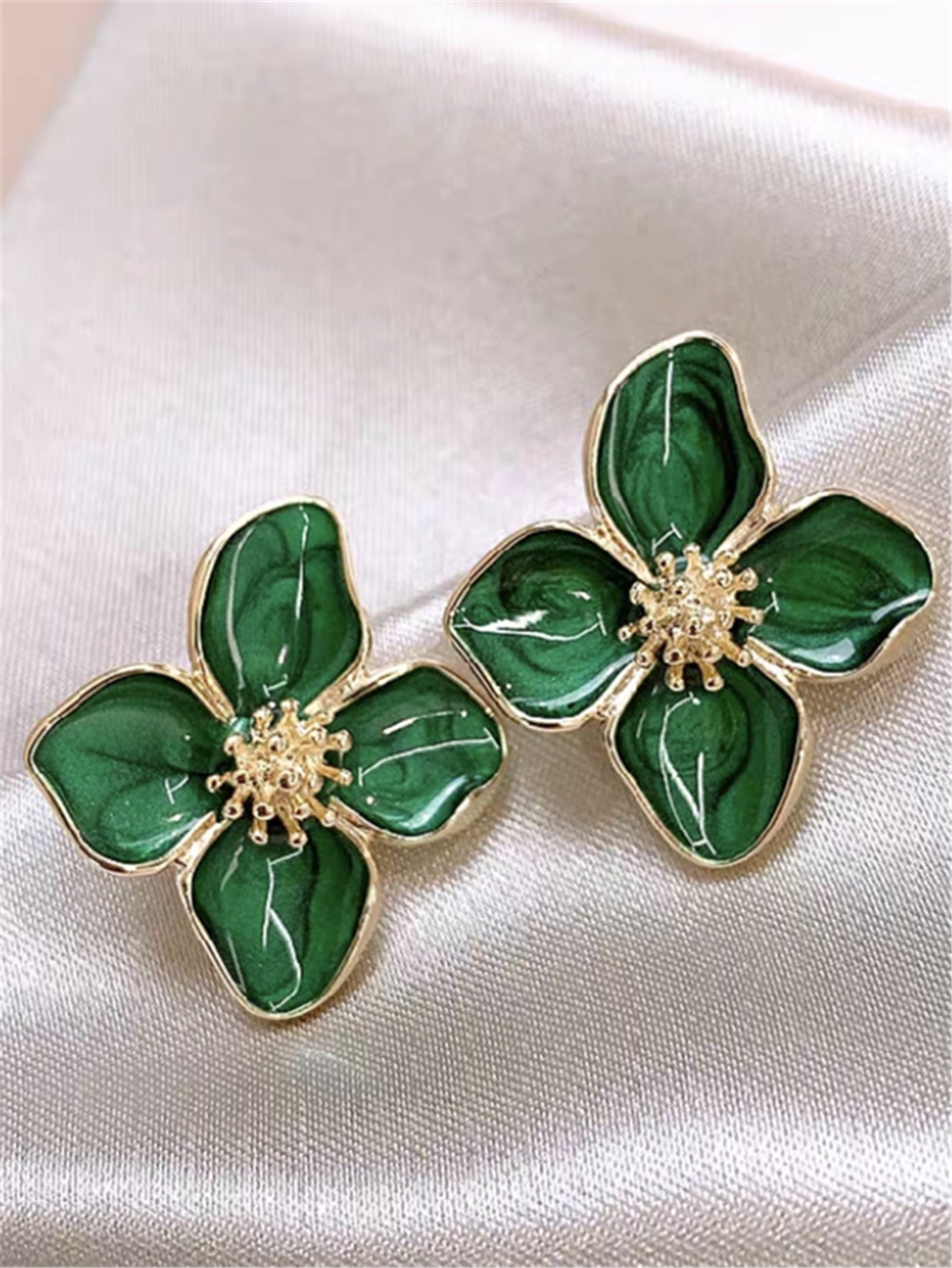 Elegant Glaze Flower Stud Earrings For Women  Hibiscus Dropped Wedding  Romantic Jewelry Gift 3