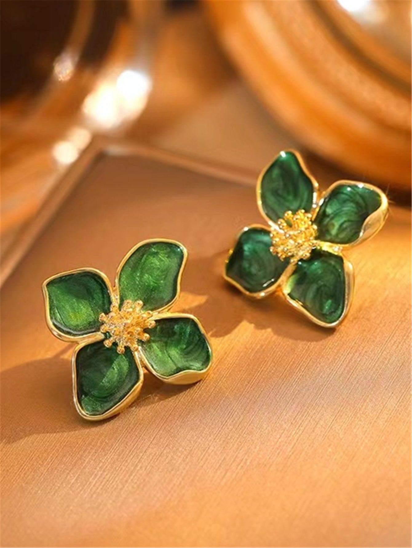 Elegant Glaze Flower Stud Earrings For Women  Hibiscus Dropped Wedding  Romantic Jewelry Gift 7