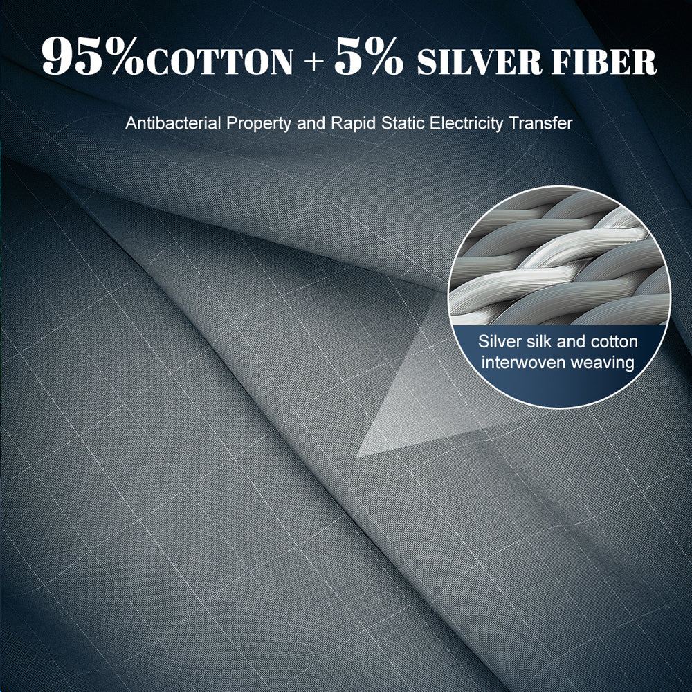 Astarexin Earthing Fitted Sheet, Organic Cotton Grounding Bed Sheet with Conductive Silver Fiber for Nature Wellness