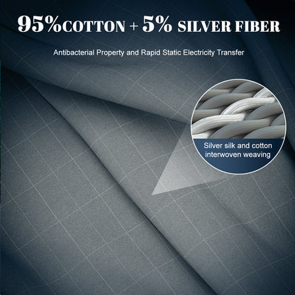Astarexin Earthing Fitted Sheet, Organic Cotton Grounding Bed Sheet with Conductive Silver Fiber for Nature Wellness