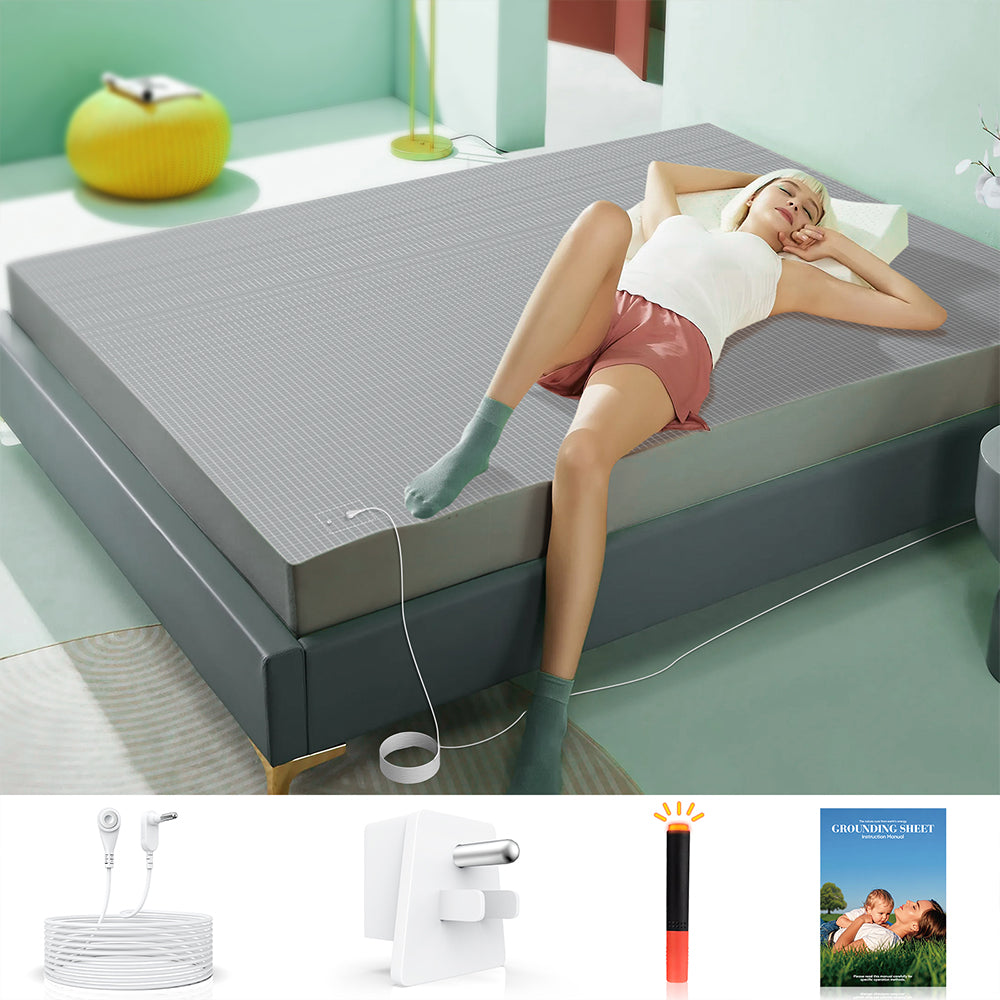 Astarexin Earthing Fitted Sheet, Organic Cotton Grounding Bed Sheet with Conductive Silver Fiber for Nature Wellness